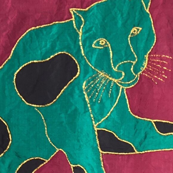 Vintage fuchsia jacket with cougar/leopard appliqué.  0618 - Picture 7 of 8